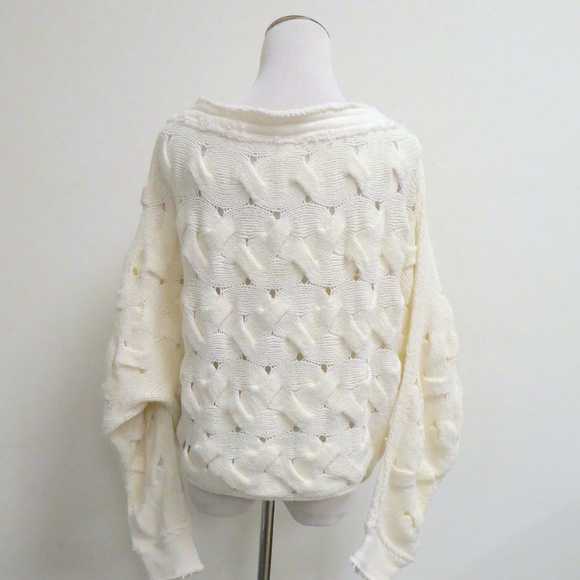 FREE PEOPLE DESERT SANDS CABLE COTTON white Sweater XS new with tags - Picture 6 of 6